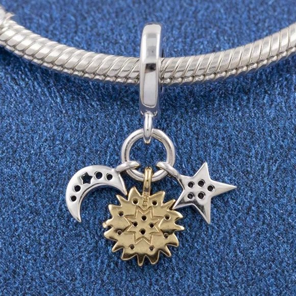 Pandora Two-tone Celestial Triple Dangle Charm - Picture 3 of 5